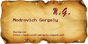 Modrovich Gergely névjegykártya